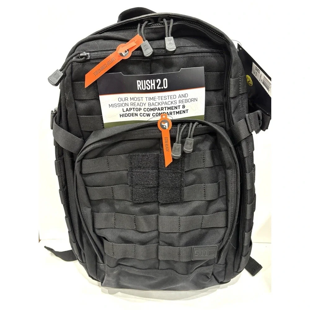 5.11 Tactical Rush 2.0 Backpack 24L Black MOLLE CCW Laptop Tactical Pack NWT